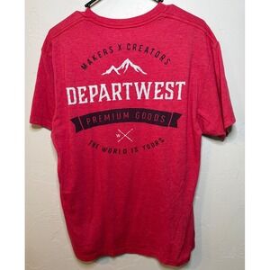 Departwest Mens Red Heathered Graphic T-Shirt Makers x Creators Large